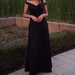 Black, formal, off the shoulder dress